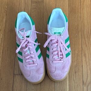 Adidas Women's Gazelle Pink and Green Sneakers